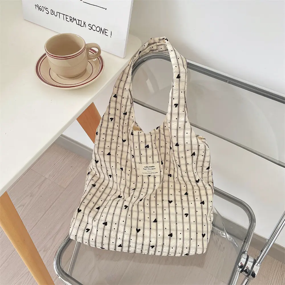 Large Capacity Tote Bag Women Fashion Shoulder Bag Reusable Shopping Purse Korean Style Casual Travel Handbags