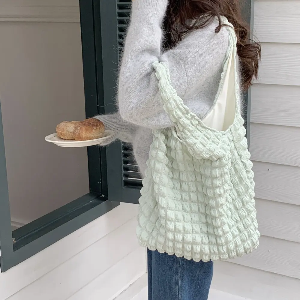 Summer Fresh Simple Women Shoulder Bag Vintage Candy Color Large Capacity Shopping Tote Bag Grocery Storage Handbag