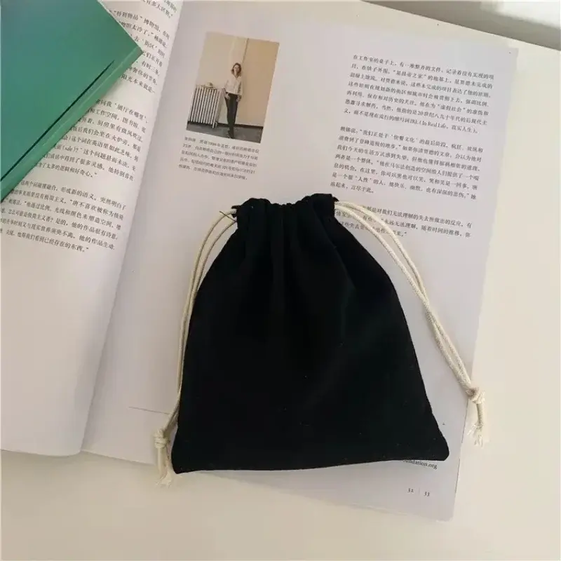 Japanese Simple Solid Color Drawstring Bag Women Drawstring Storage Pouch Cute Makeup Bag Christmas Gift Candy Jewelry Organizer