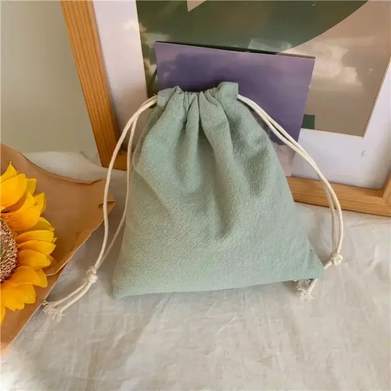 Japanese Simple Solid Color Drawstring Bag Women Drawstring Storage Pouch Cute Makeup Bag Christmas Gift Candy Jewelry Organizer