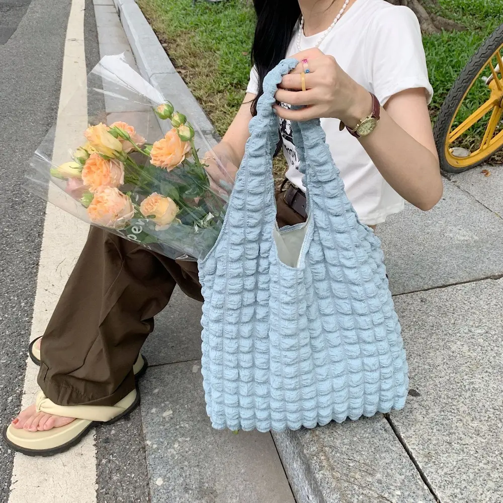 Summer Fresh Simple Women Shoulder Bag Vintage Candy Color Large Capacity Shopping Tote Bag Grocery Storage Handbag