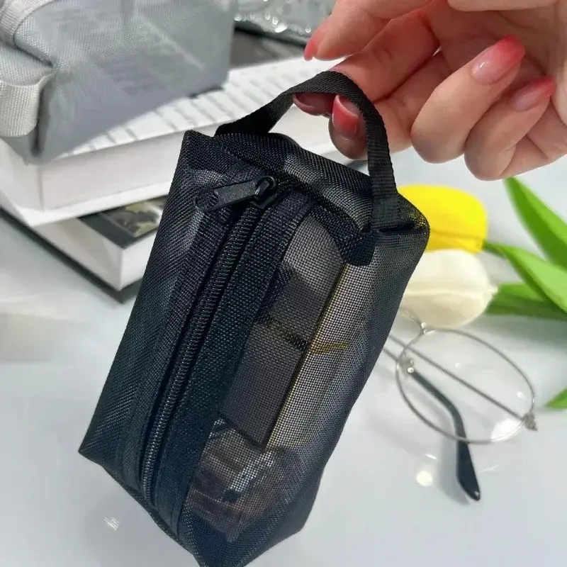 New Nylon Mesh Coin Purse Mini Purses for Women Large Capacity Lipstick Data Line Earphone Cosmetic Organizer Pouch Clutch Bag