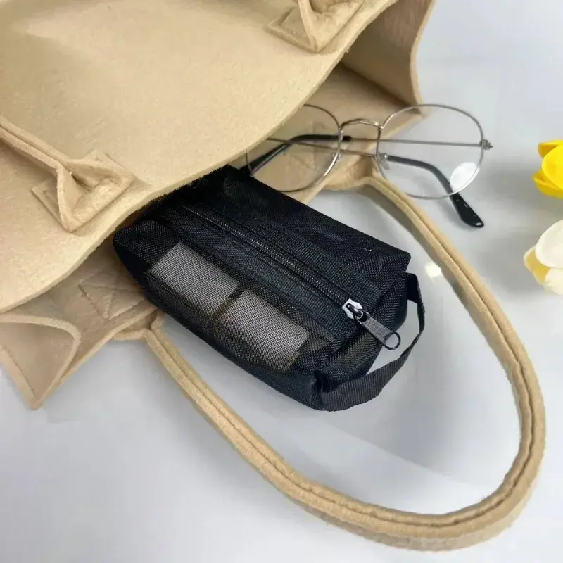New Nylon Mesh Coin Purse Mini Purses for Women Large Capacity Lipstick Data Line Earphone Cosmetic Organizer Pouch Clutch Bag