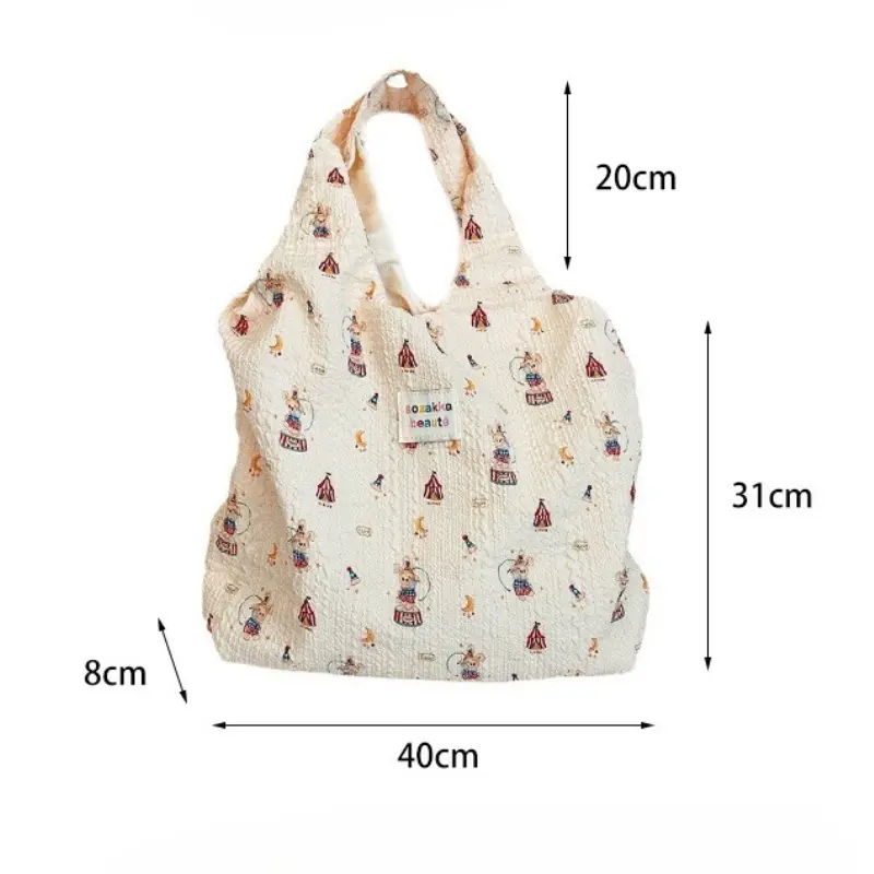 Korean Sweet Cartoon Women Shoulder Bag Female Eco Handbag Reusable Grocery Storage Large Capacity Shopping Tote Bag