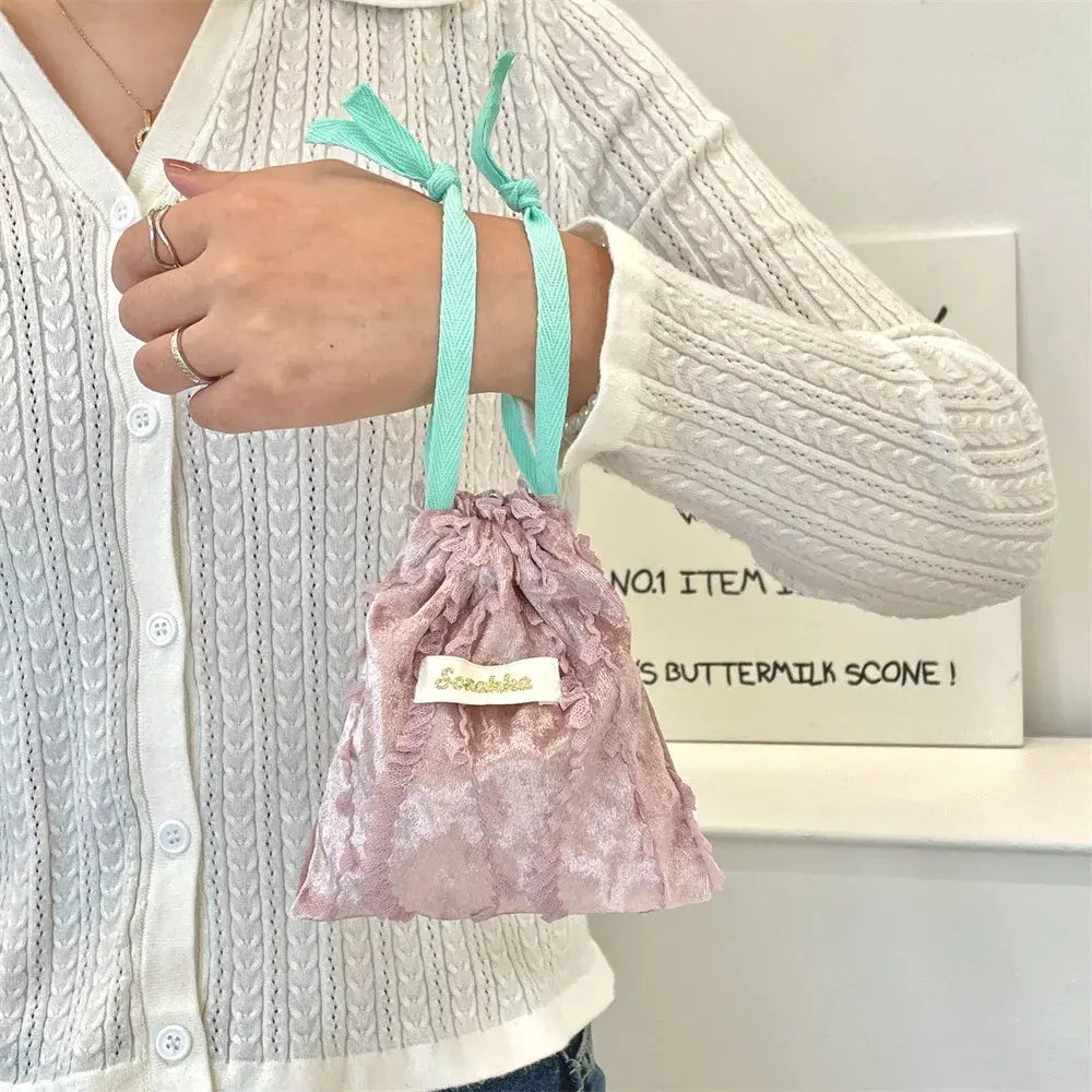 Lace Small Cloth Bag Drawstring Bag Christmas Gift Candy Jewelry Cosmetics Coins Keys Organizer Packing Bags Storage Bag Pouch