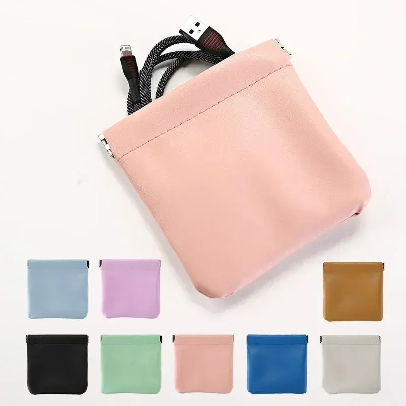 Men Women PU Leather Coin Purse Card Holder Mini Storage Bag Change Money Wallet Small Coin Storage Purse