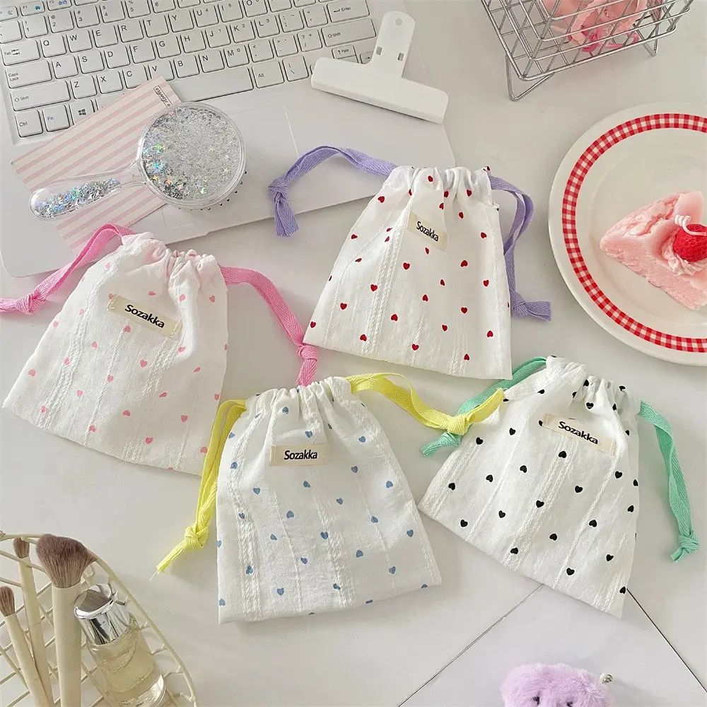 Cute Small Coin Purse Drawstring Bag for Women Girls Jewelry Lipstick Cosmetic Storage