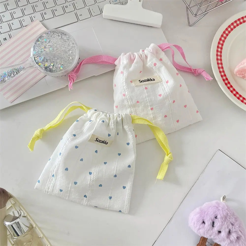 Cute Small Coin Purse Drawstring Bag for Women Girls Jewelry Lipstick Cosmetic Storage