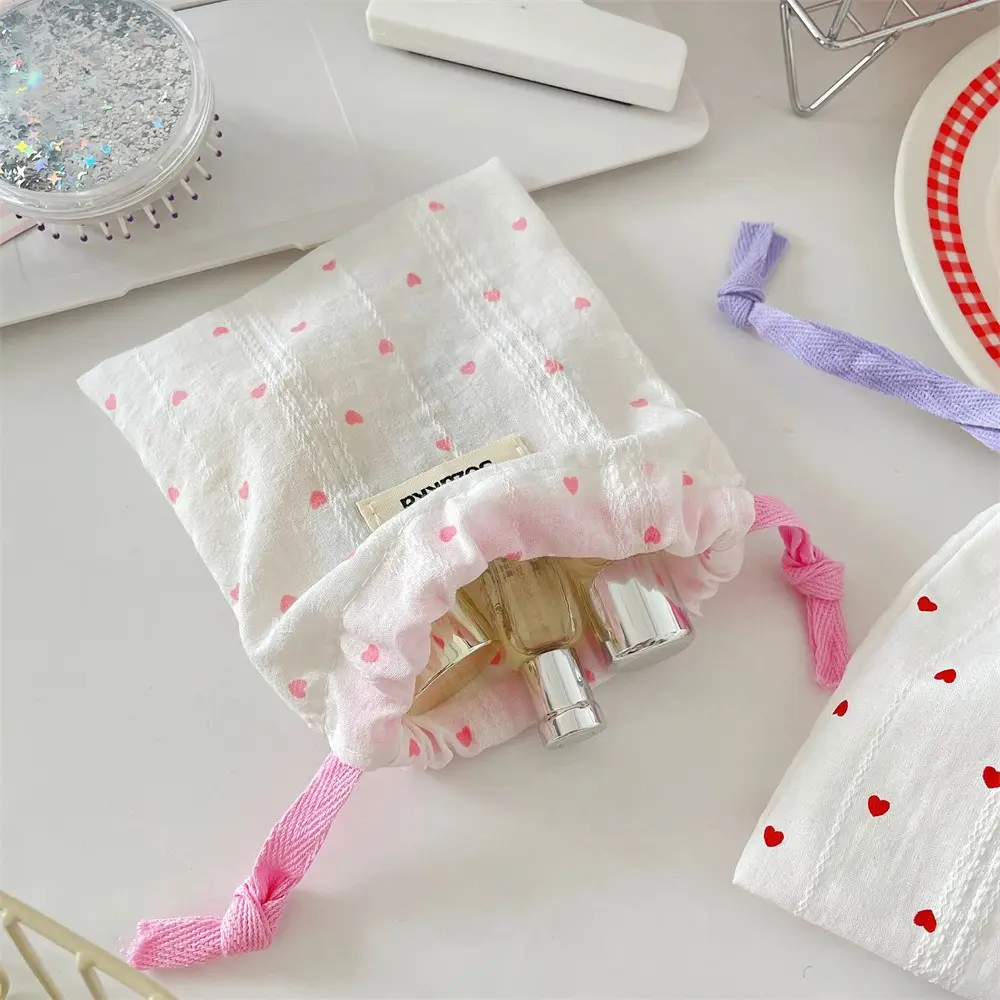 Cute Small Coin Purse Drawstring Bag for Women Girls Jewelry Lipstick Cosmetic Storage