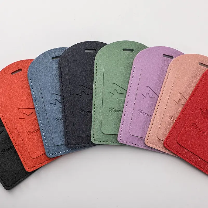 1pc PU Leather Letter Print Luggage Tag Anti Loss Travel Luggage Tag Solid Color Luggage Tags Suitcase Label Travel Accessories