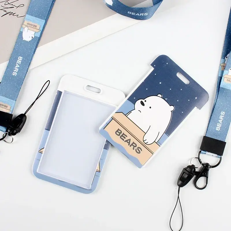 Card Holder Neck Strap with Lanyard Badge Holder Work ID Card Bus ID Holders Portable Key Chain Key Ring Card Holder
