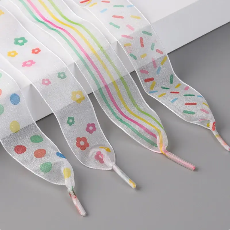 100/120/140/160CM Silk Flat Shoelace Rope for Sneakers 2.5CM Wide Yarn Shoe Laces Accessories