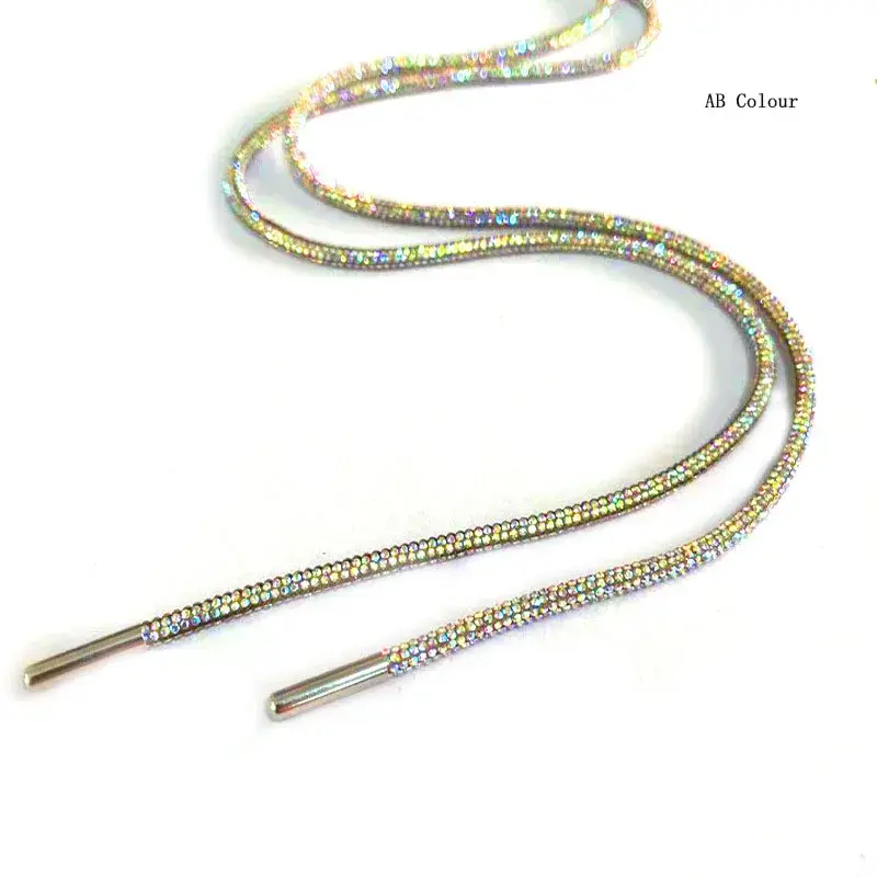 1Pcs Fashion Rhinestone Shoelaces Diamond Shoe Laces Sneakers Laces Shoes DIY Strings Women Round Shoelace 100/120/140/160CM