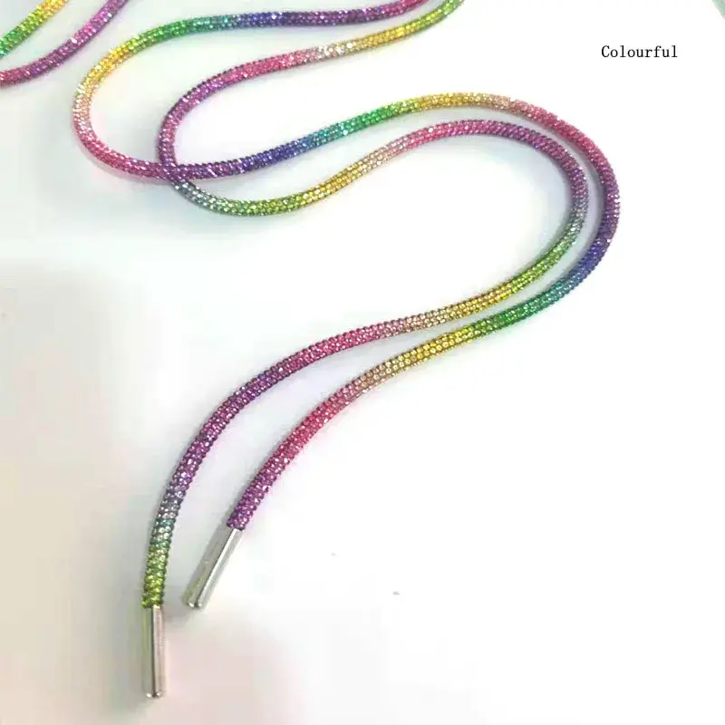 1Pcs Fashion Rhinestone Shoelaces Diamond Shoe Laces Sneakers Laces Shoes DIY Strings Women Round Shoelace 100/120/140/160CM