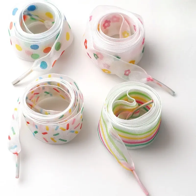 100/120/140/160CM Silk Flat Shoelace Rope for Sneakers 2.5CM Wide Yarn Shoe Laces Accessories