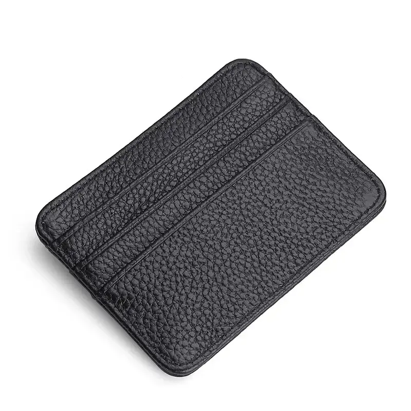 Ultra Thin Genuine Leather Card Holder Wallet Men Women Business Bank Credit ID Card Case Purse Mini Money Cover Pouch