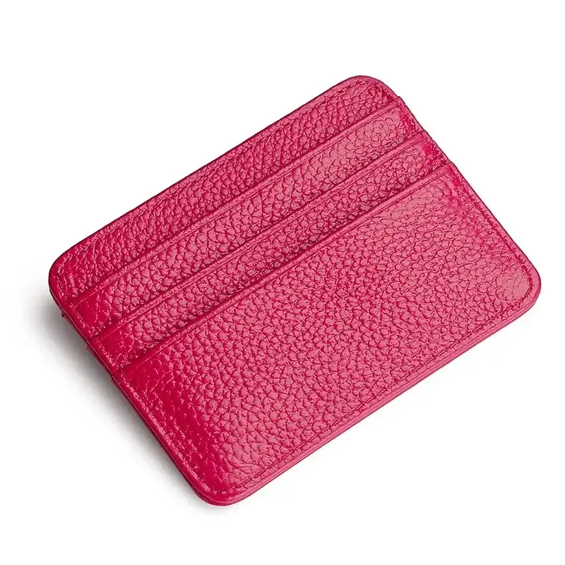 Ultra Thin Genuine Leather Card Holder Wallet Men Women Business Bank Credit ID Card Case Purse Mini Money Cover Pouch