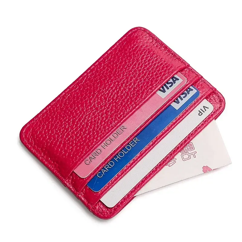 Ultra Thin Genuine Leather Card Holder Wallet Men Women Business Bank Credit ID Card Case Purse Mini Money Cover Pouch