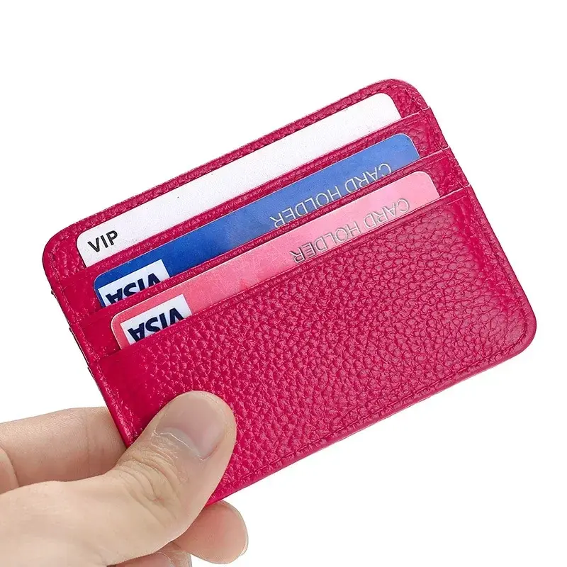 Ultra Thin Genuine Leather Card Holder Wallet Men Women Business Bank Credit ID Card Case Purse Mini Money Cover Pouch