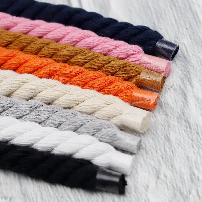 Unisex Round Thick Rope Shoelaces 1pair Polyester Cotton High Quality Solid Color 0.8cm Width 100-160cm Shoelaces