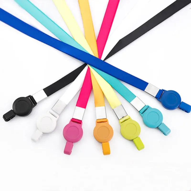 Retractable Badge Lanyard with Metal Card Cover Sleeve Business Card Holder Work Neck Strap