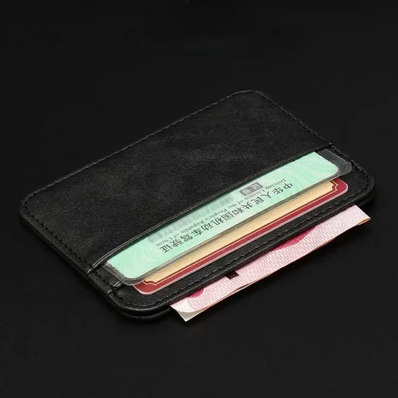 New Ultra-thin Soft PU Leather Id Card Holder Solid Color Bank Credit Card Box Women Men Business Card Case Wallet Mini Wallet