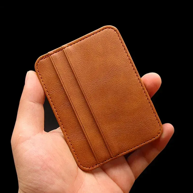 New Ultra-thin Soft PU Leather Id Card Holder Solid Color Bank Credit Card Box Women Men Business Card Case Wallet Mini Wallet