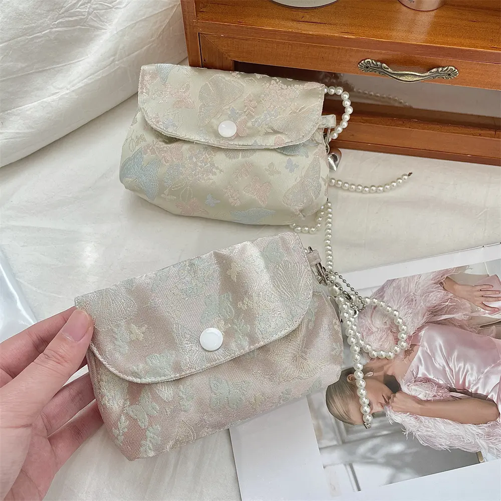Elegant Women Floral Butterfly Makeup Bag Cosmetics Lipstick Earphones Storage Bag Coin Purse Pouch Small Makeup Zipper Bags