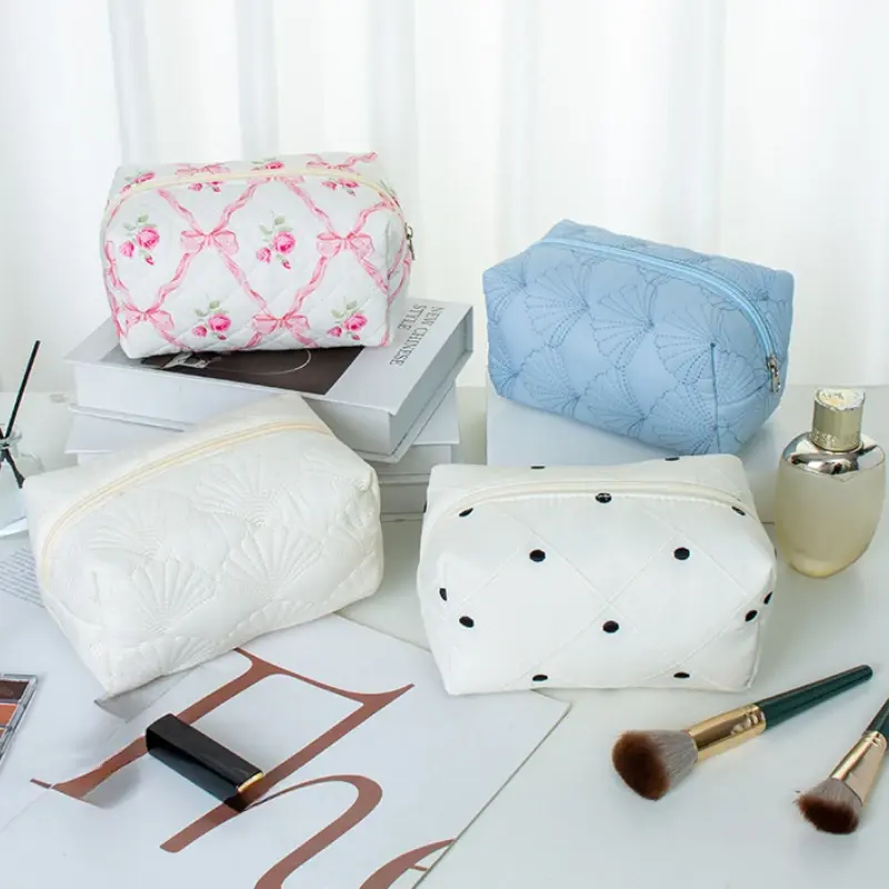 Zipper Small Large Cosmetic Bag Floral Makeup Bag for Women Travel Make Up Toiletry Bag Washing Pouch Cute Pen Pouch