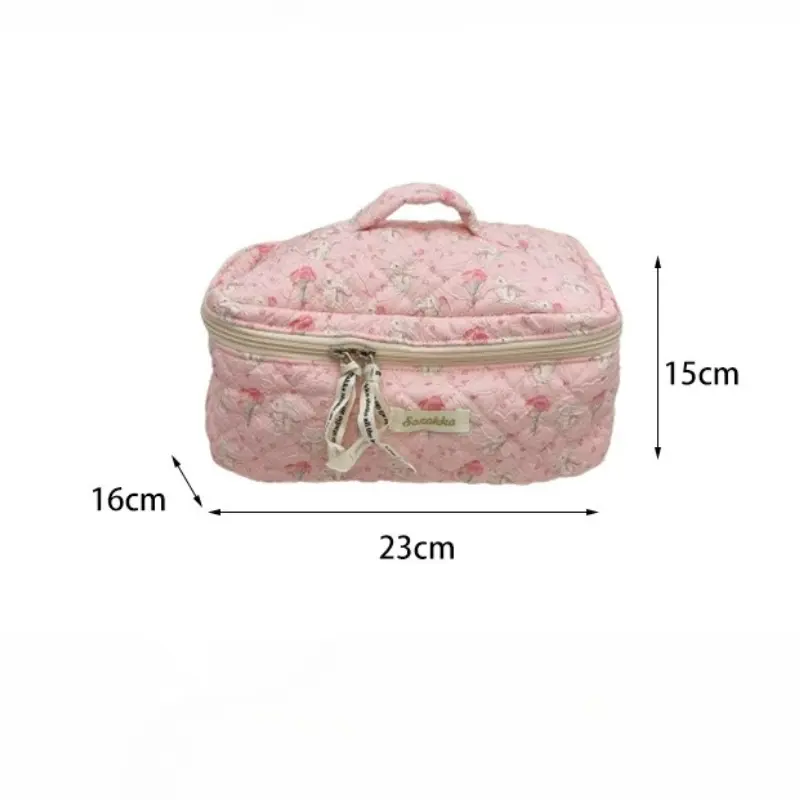 New Cartoon Ladies Travel Storage Bag Retro Floral Women's Cosmetic Bags Cute Girls Make Up Case Makeup Bag Handbags