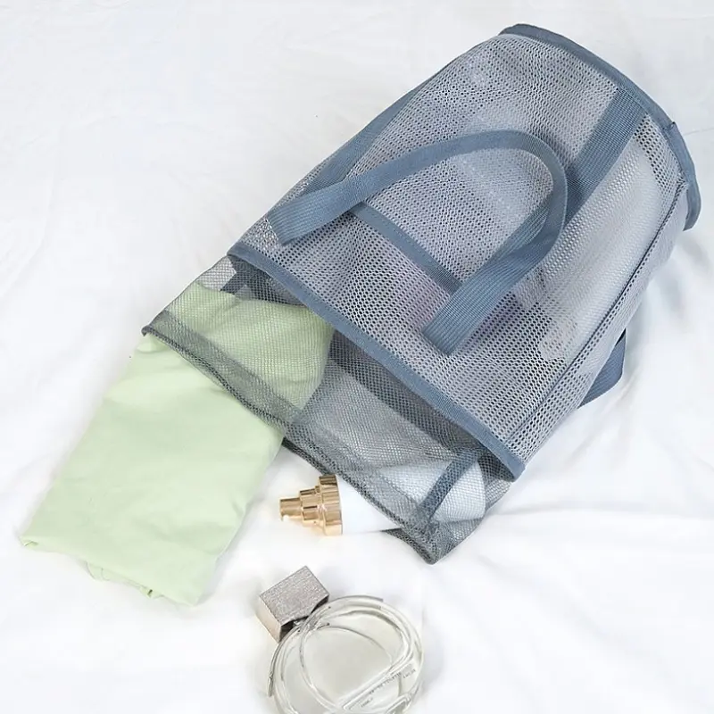 Mesh Travel Storage Shower Bag Beach Toilety Cosmetic Bag Handbag Mesh ToteToiletries Storage Bag for Outdoor Suppleis