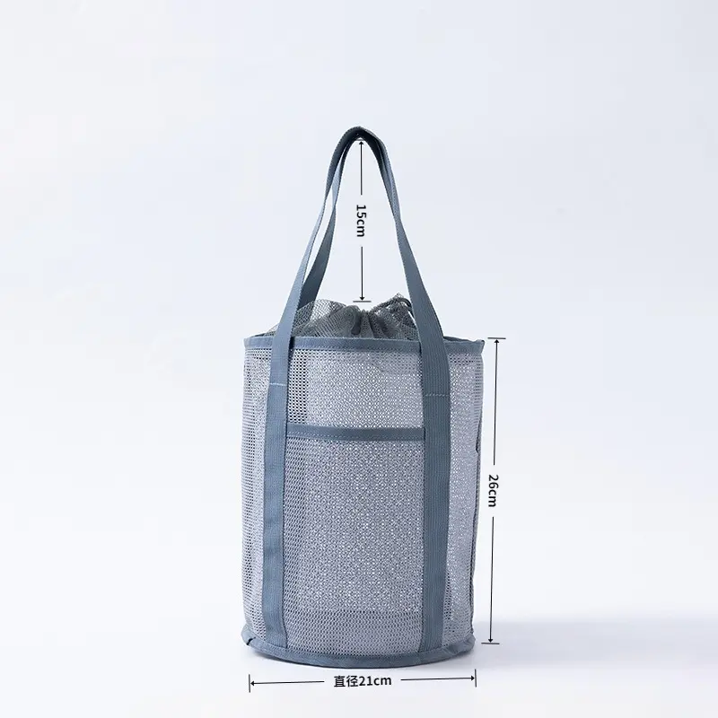 Mesh Travel Storage Shower Bag Beach Toilety Cosmetic Bag Handbag Mesh ToteToiletries Storage Bag for Outdoor Suppleis