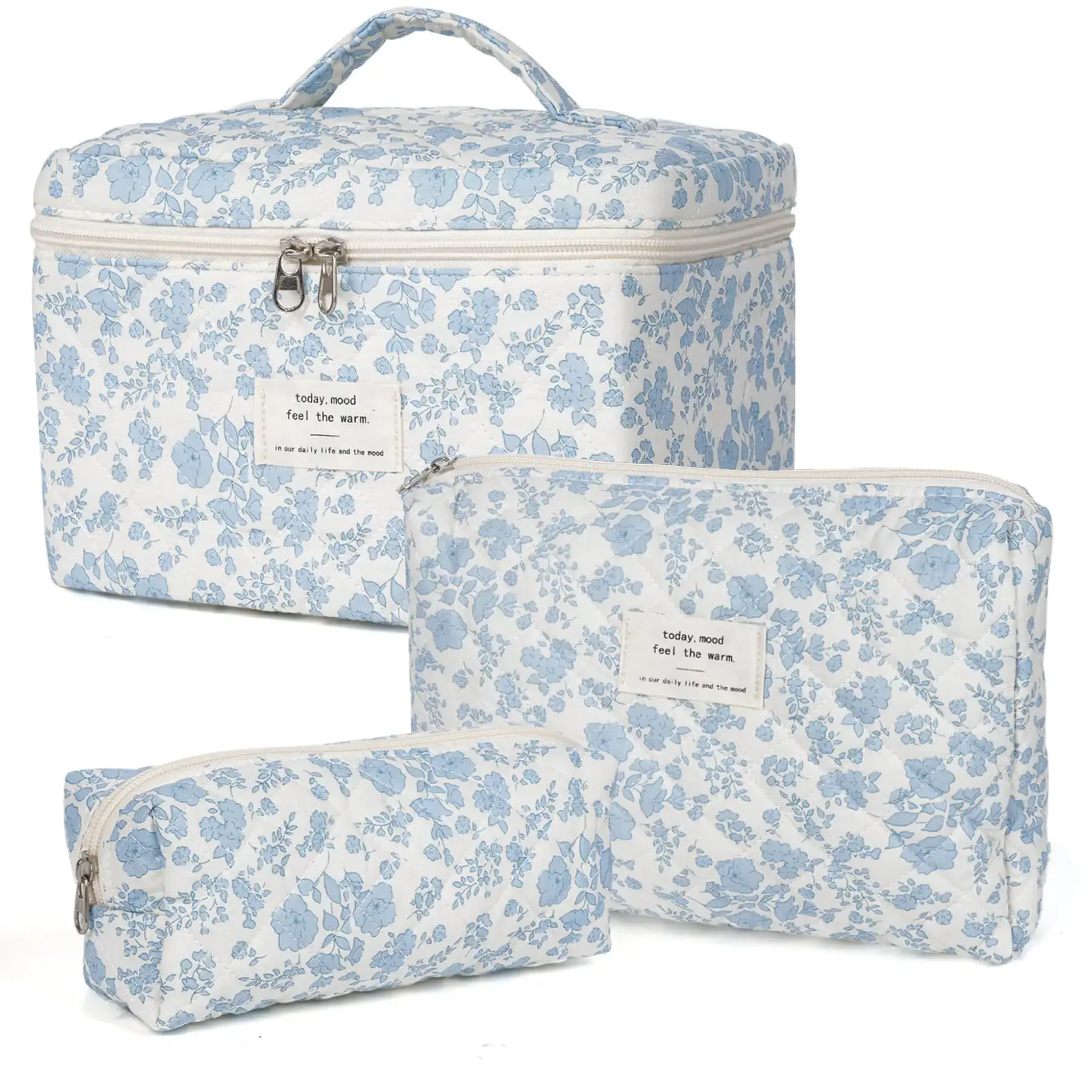 1pcs Cute Flowers Cotton Makeup Bag Women Zipper Cosmetic Organizer Cloth Handbag Box Shape Portable Toiletry Case for Girls