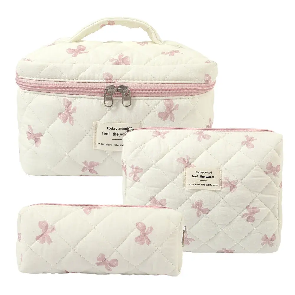 1pcs Cute Flowers Cotton Makeup Bag Women Zipper Cosmetic Organizer Cloth Handbag Box Shape Portable Toiletry Case for Girls