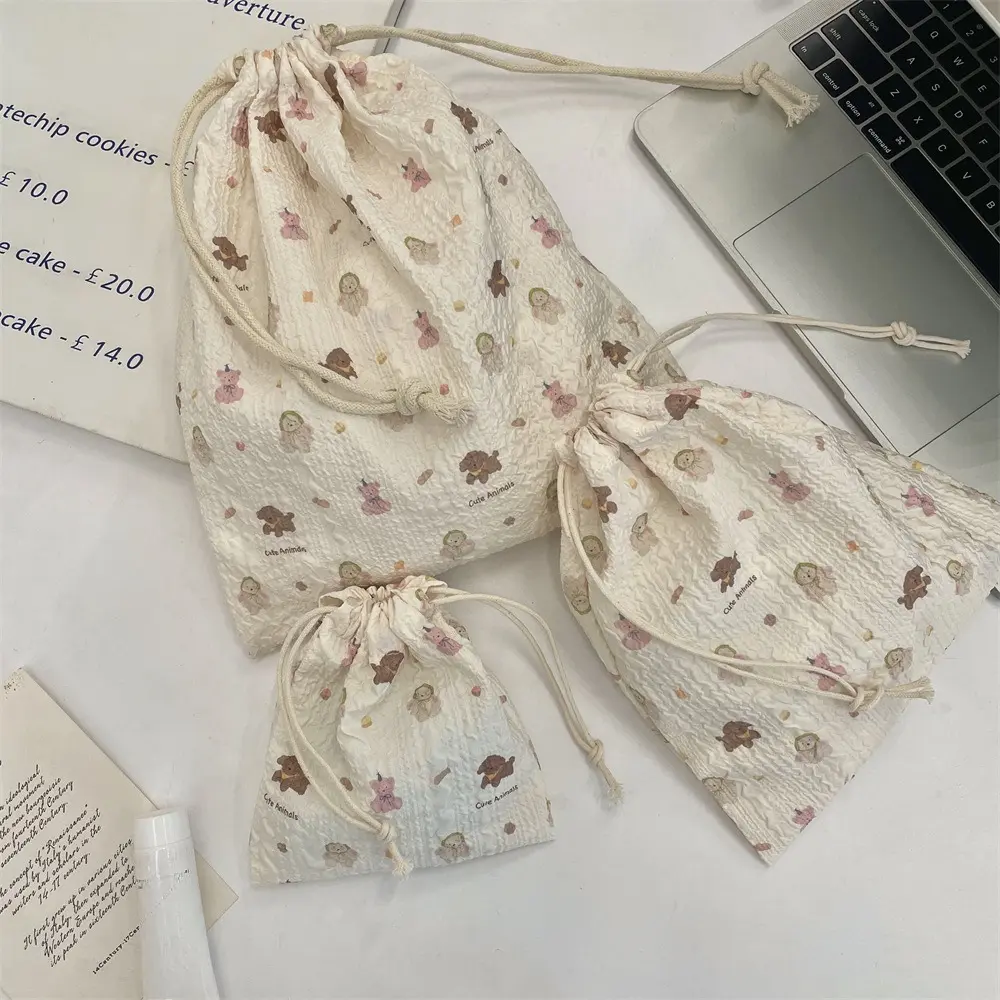 Cute Cartoon Women Makeup Bag Pouch Kawaii Portable Toiletries Cosmetics Storage Organizer Travel Cosmetic Bag Drawstring Case