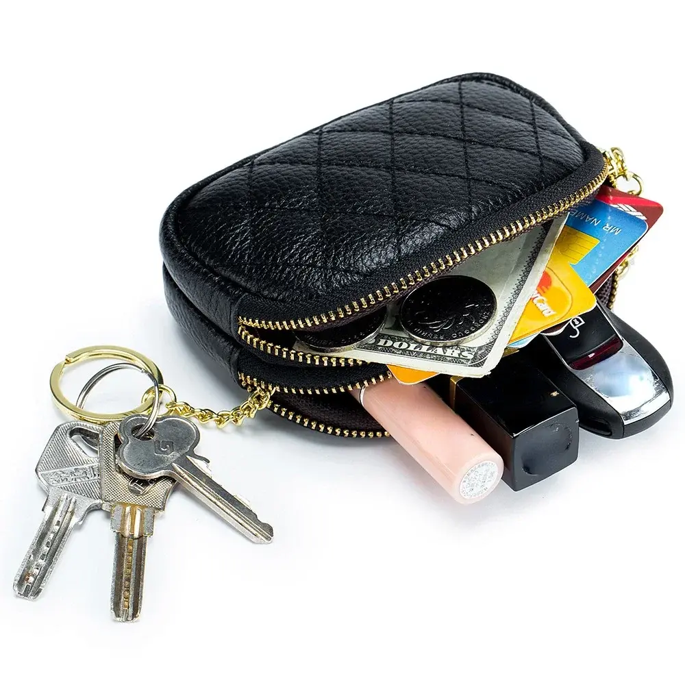 Fashion Women Mini Wallet Leather Female Purse Card Holder Coin Purse Short Wallets Small Purse Zipper Keychain Clutch Bag