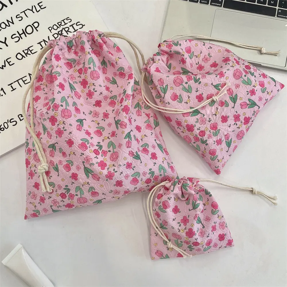 Cute Cartoon Women Makeup Bag Pouch Kawaii Portable Toiletries Cosmetics Storage Organizer Travel Cosmetic Bag Drawstring Case