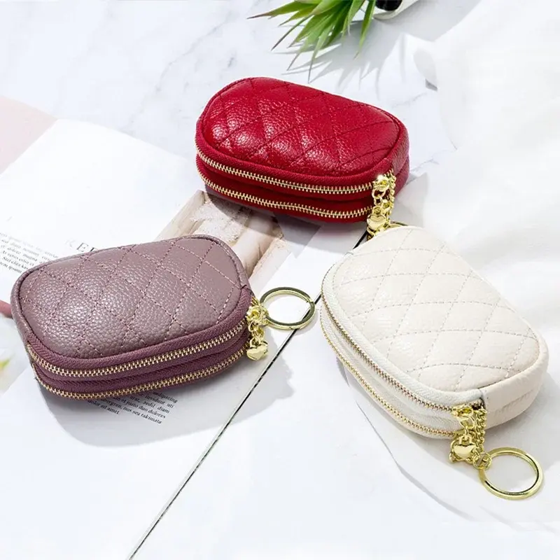 Fashion Women Mini Wallet Leather Female Purse Card Holder Coin Purse Short Wallets Small Purse Zipper Keychain Clutch Bag