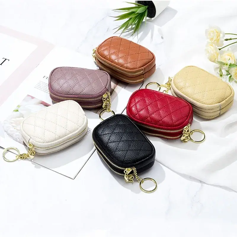 Fashion Women Mini Wallet Leather Female Purse Card Holder Coin Purse Short Wallets Small Purse Zipper Keychain Clutch Bag