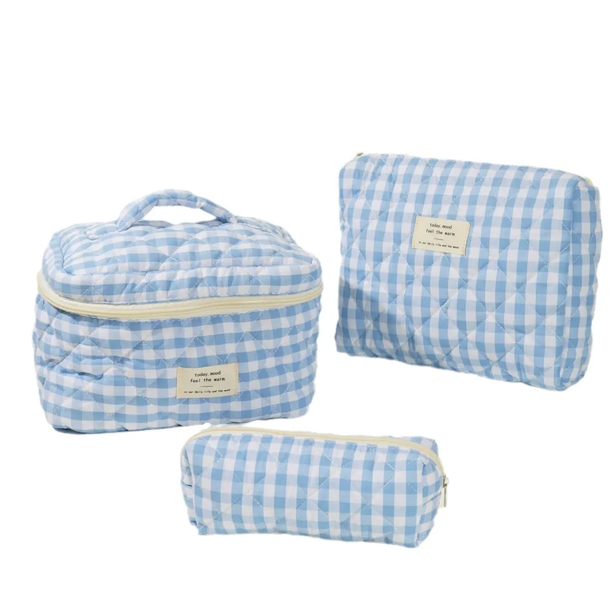 Fashion Color Plaid Women Makeup Bag Cotton Tote Portable Female Cosmetic Storage Handbag Travel Organizer Zipper Make Up Bag