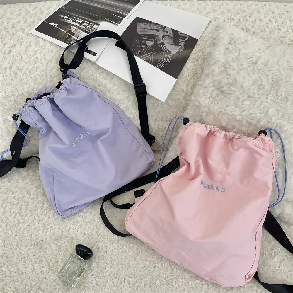 Fashion Double Shoulder Drawstring Backpack School Bag Drawstring Pocket Portable Casual Backpack Women Men Travel Backpack