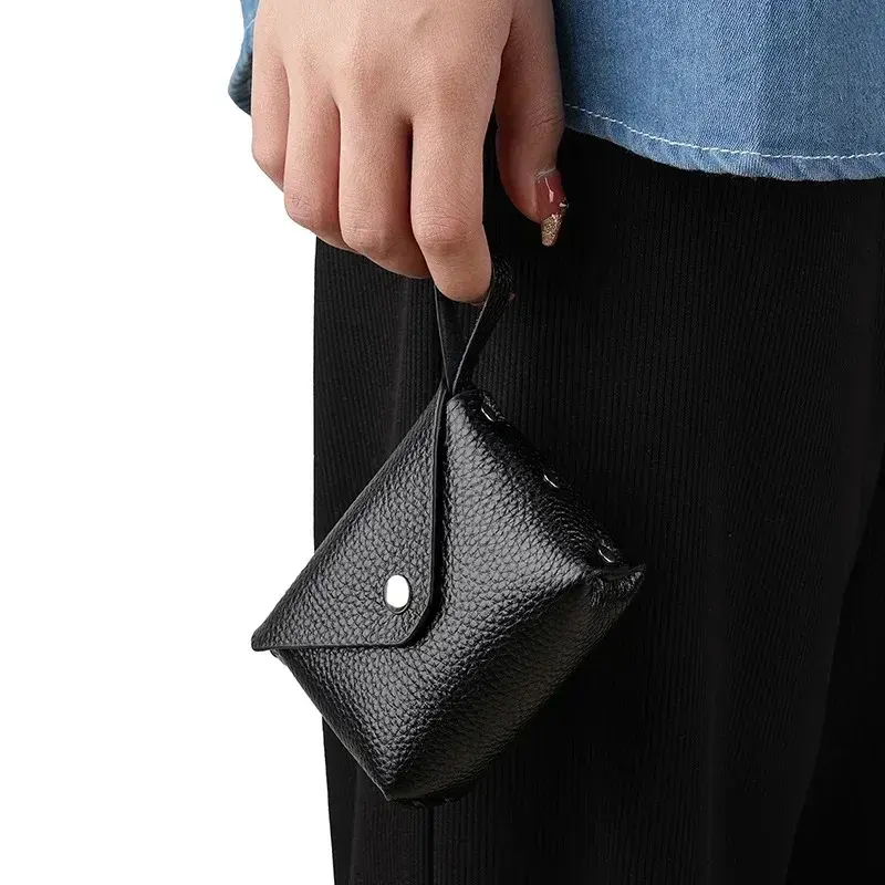 Vintage Genuine Leather Coin Purse Women Men Wallet Card Holder Bag Retro Cowhide Small Money Purse Key Earphone Bag Pouch