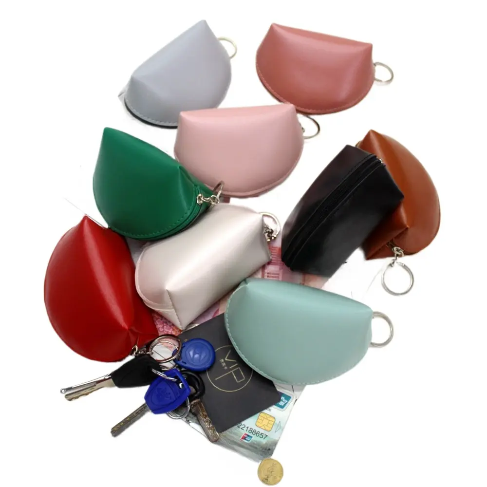 PU Leather Mini Wallet For Women Pendant Key Chain Clutch Bag Coin Bag Men Purse With Chain Zipper Cute Small Wallets