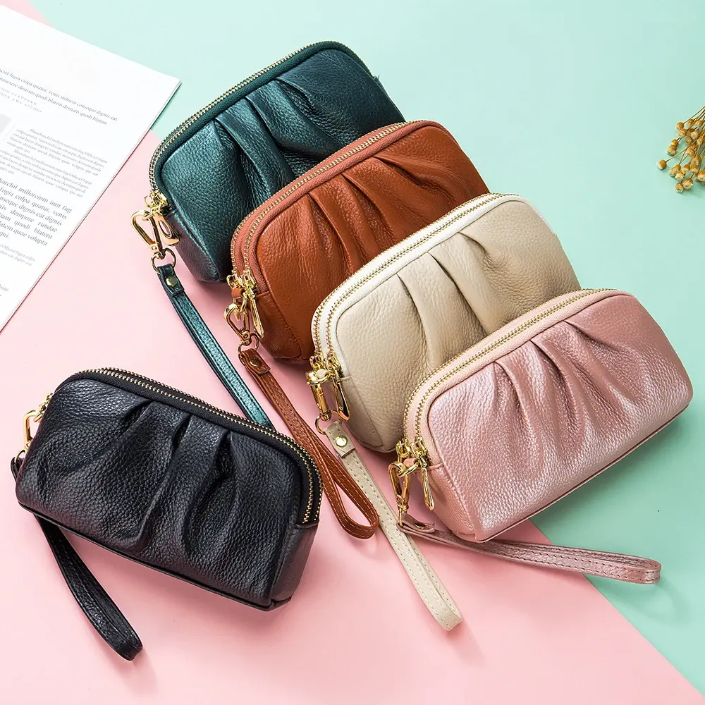 Women's Wallet Female Purses Coin Purse Card Holder Wallets Long Style Zipper Genuine Leather Clutch Money Phone Bag
