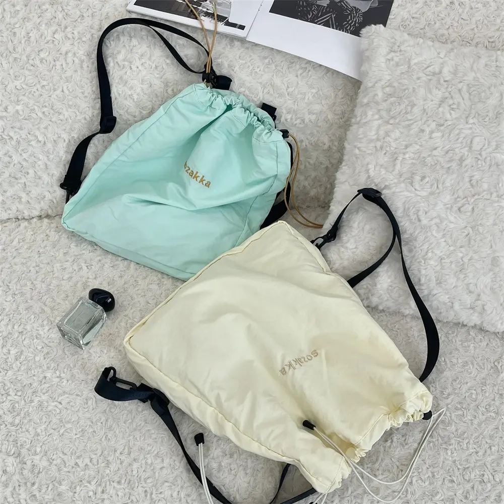 Fashion School Bag Double Shoulder Drawstring Backpack Drawstring Pocket Portable Casual Backpack Women Men Travel Backpack