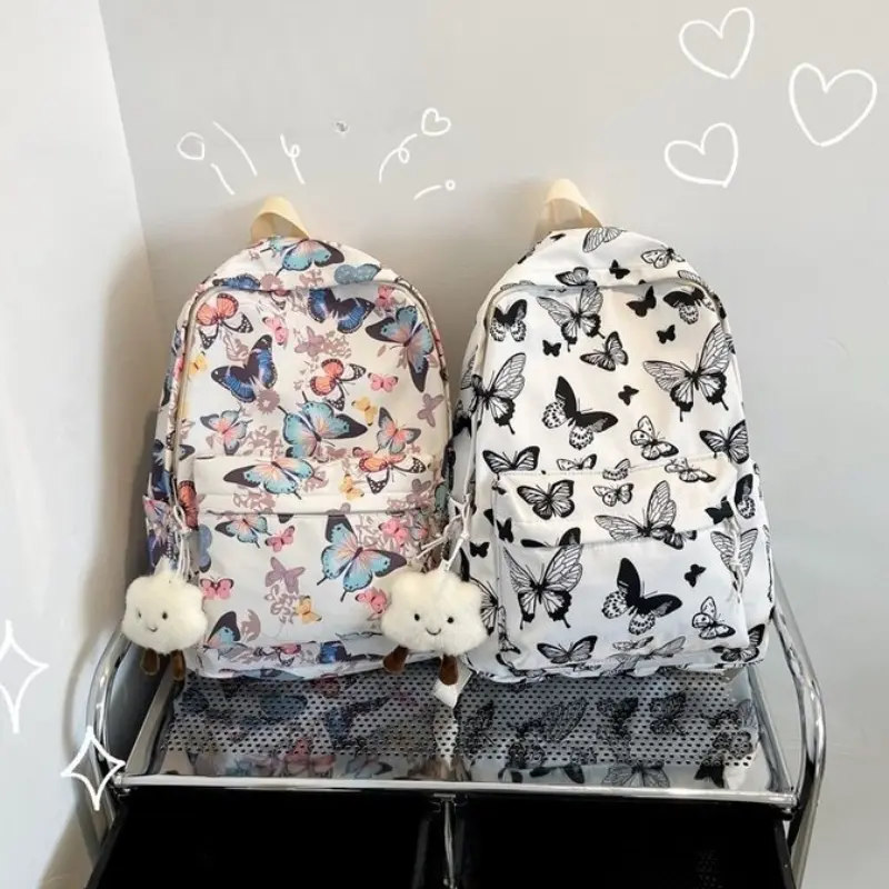 Fashion Butterfly Pattern Korean Women Backpack Student Backpack for School Book Storage and Travel Organizer