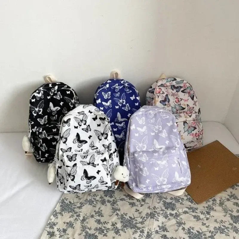 Fashion Butterfly Pattern Korean Women Backpack Student Backpack for School Book Storage and Travel Organizer