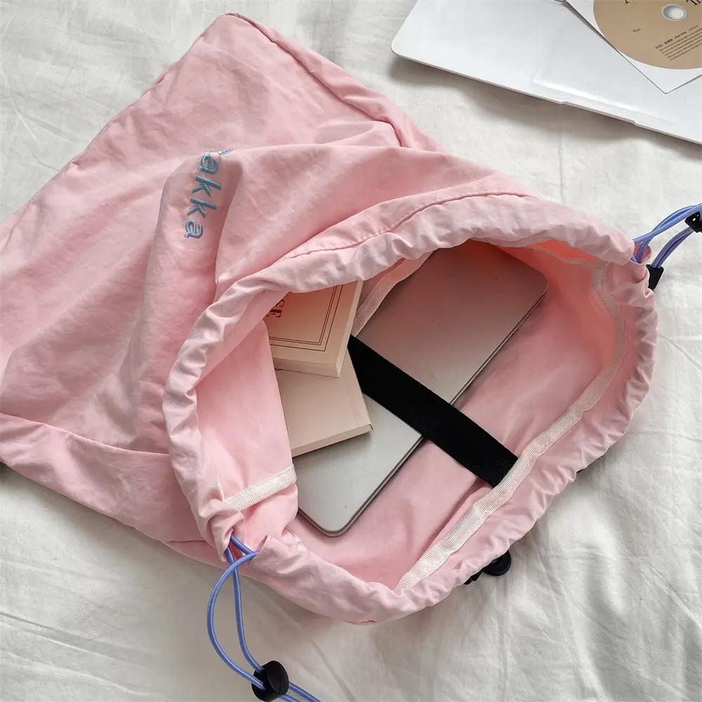Fashion School Bag Double Shoulder Drawstring Backpack Drawstring Pocket Portable Casual Backpack Women Men Travel Backpack