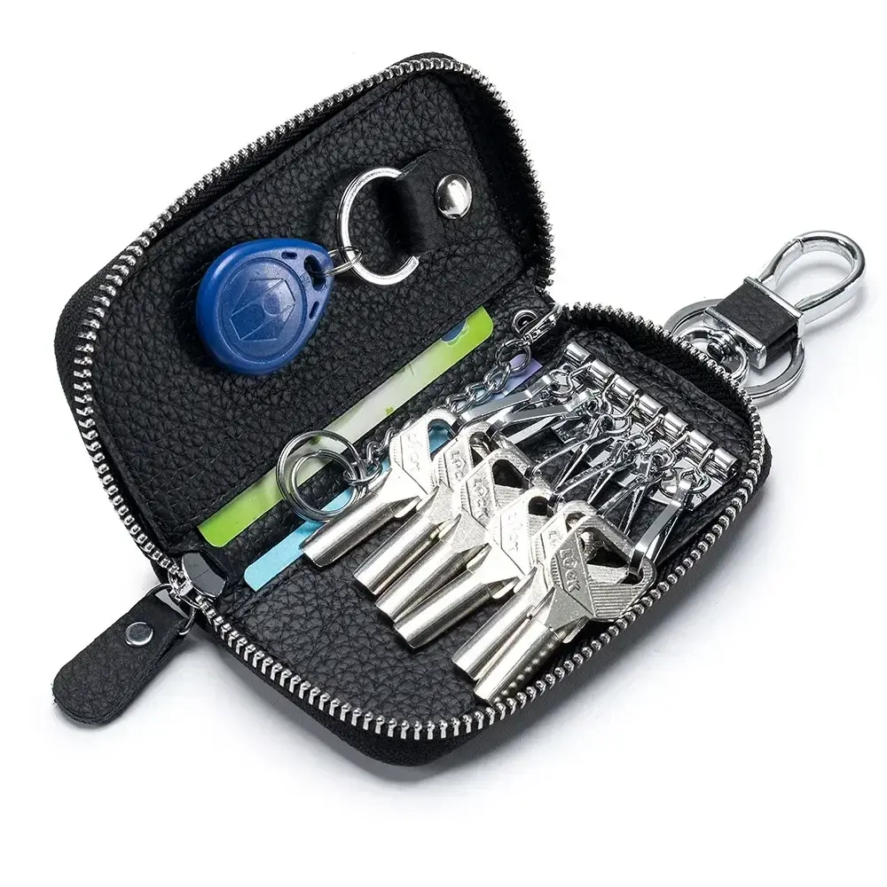 Genuine Leather Key Wallet Organizer Bag for Men Women Multifunctional Car Key Case Pouch Mini Purse