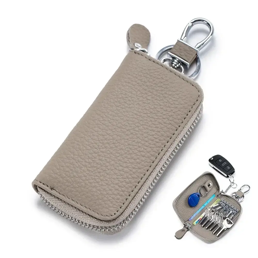 Genuine Leather Key Wallet Organizer Bag for Men Women Multifunctional Car Key Case Pouch Mini Purse